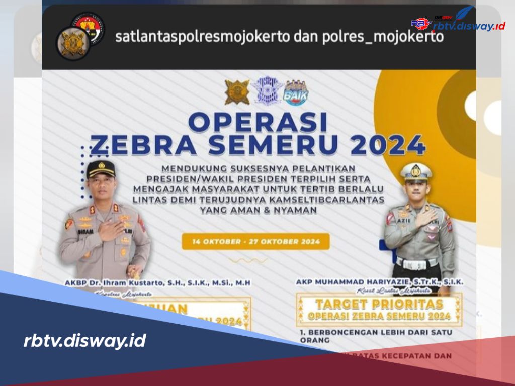 5 Jalur Ini Titik Lokasi Razia Operasi Zebra Semeru 2024 di Mojokerto, Jangan Lewat Kalau Tidak Lengkap