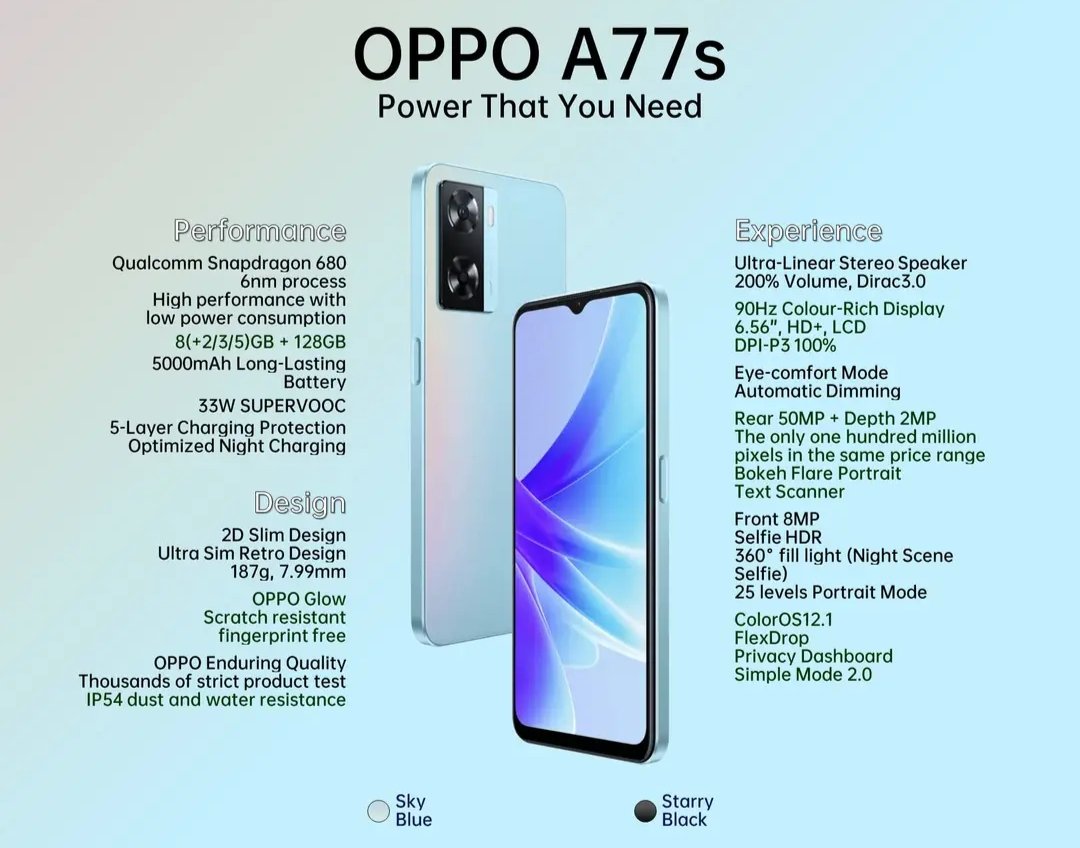 Pilihan yang Patut Dipertimbangkan, Ini Spesifikasi dan Harga Oppo A77s