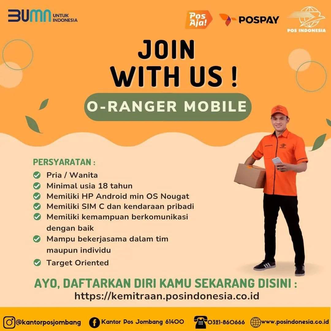 PT POS Indonesia Buka Lowongan Kerja untuk Posisi O-Ranger, Diutamakan Domisili Wilayah Ini