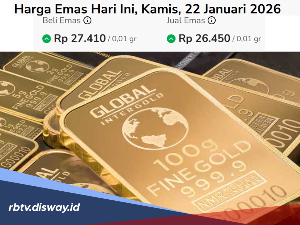 Update Harga Emas Hari Kamis 22 Januari 2026 Antam Melemah, Galeri24 dan UBS Melaju Kencang