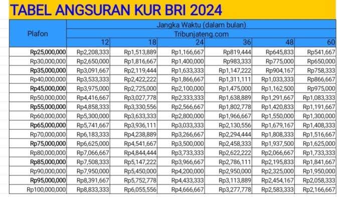 Ketentuan Bunga dan Rincian Tabel KUR BRI Tebaru Pinjaman Rp 10 Juta-Rp 100 Juta, Ajukan Sekarang