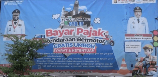 Pemprov Bengkulu Sediakan Hadiah Umrah Buat yang Rajin Bayar Pajak Kendaraan 
