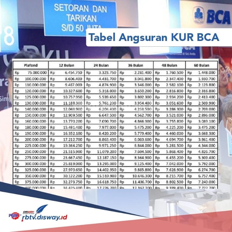 Simulasi Cicilan KUR BCA 2024 Plafon Rp 50 Juta, Ini Cara Dapat ...