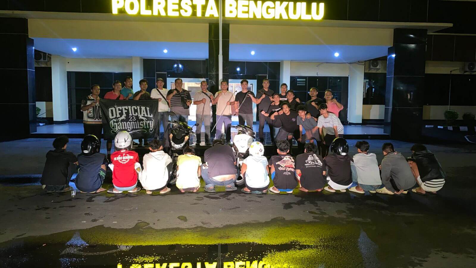 13 Orang Komplotan Geng Motor yang Serang Petugas Parkiran RS DKT Bengkulu Diamankan Polisi