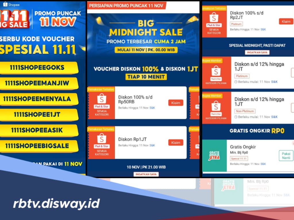 Kode Voucher 11.11 Shopee Hari Ini dan Cara Klaim Vocher, Ada Promo Besar-besaran