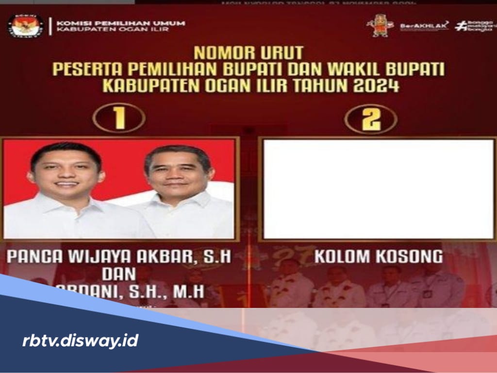 Hasil Perolehan Suara Pilbub 2024 Kabupaten Ogan Ilir, Panca Wijaya Akbar-Ardani Zuhri vs Kolom Kosong