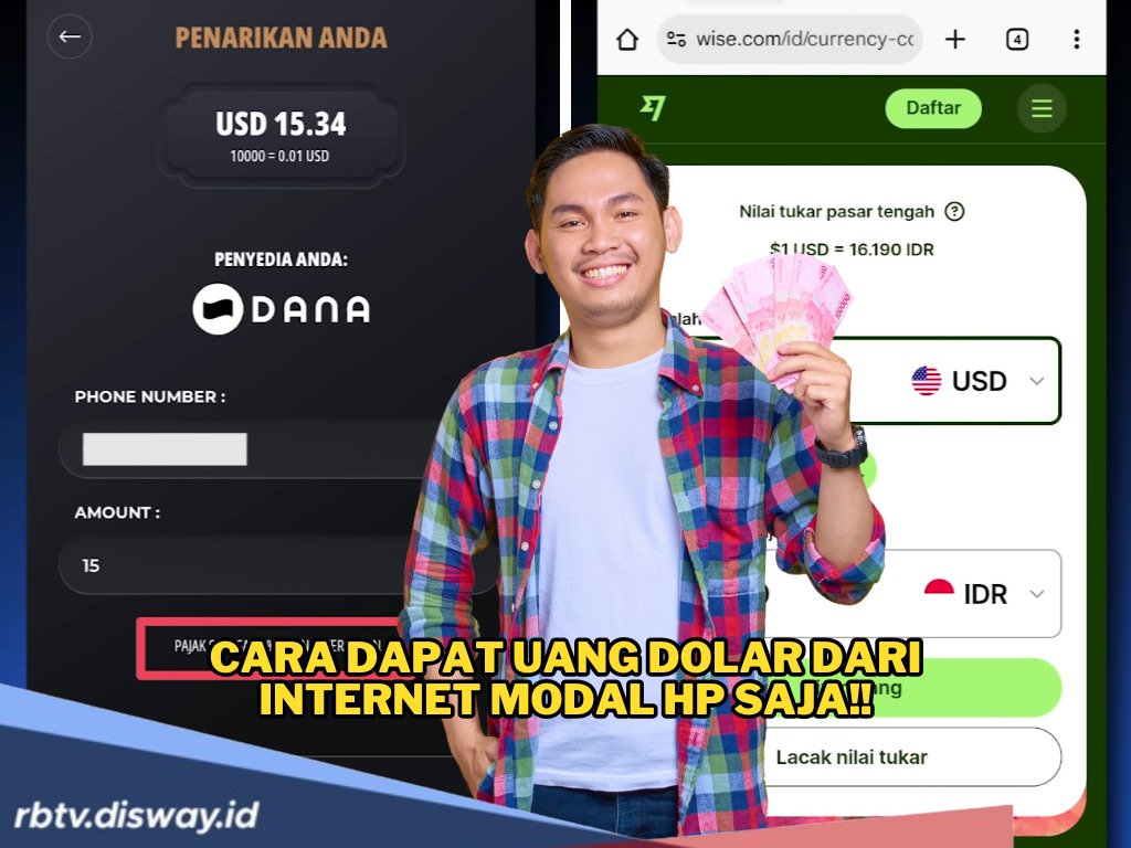 Cara Dapat Uang Dolar dari Internet Modal HP Saja, Bisa Dicairkan ke DANA! Terbukti Membayar 