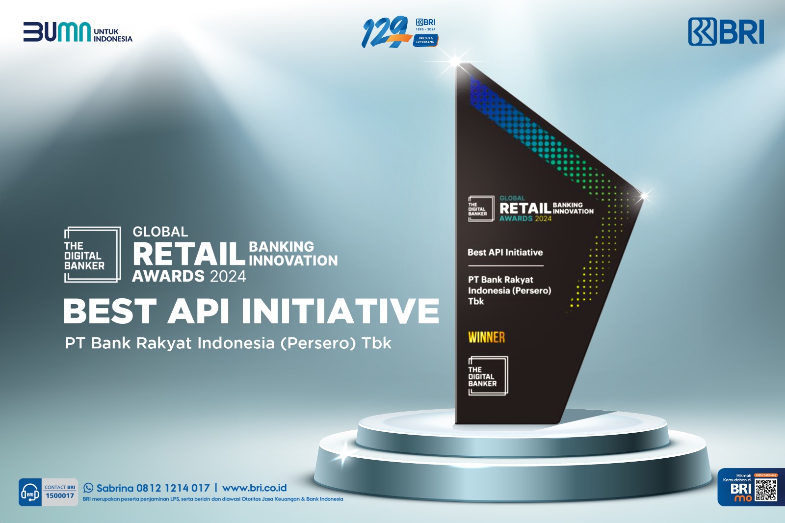 Berkati BRIAPI, BRI Raih Penghargaan  Best API Initiative di Global Retail Banking Innovation Awards 2024 