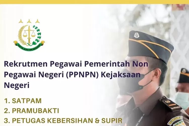 Kejaksaan Negeri Buka Penerimaan PPNPN untuk 4 Posisi, Lulusan SMP dan SMA Segera Daftar