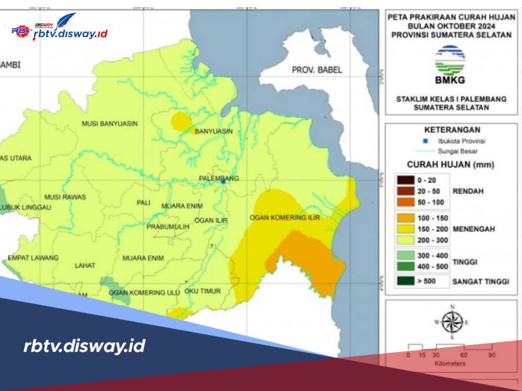 Prakiraan Cuaca BMKG di Wilayah Sumatera Selatan Bulan Oktober 2024, Daerah Ini Berpotensi Curah Hujan Tinggi