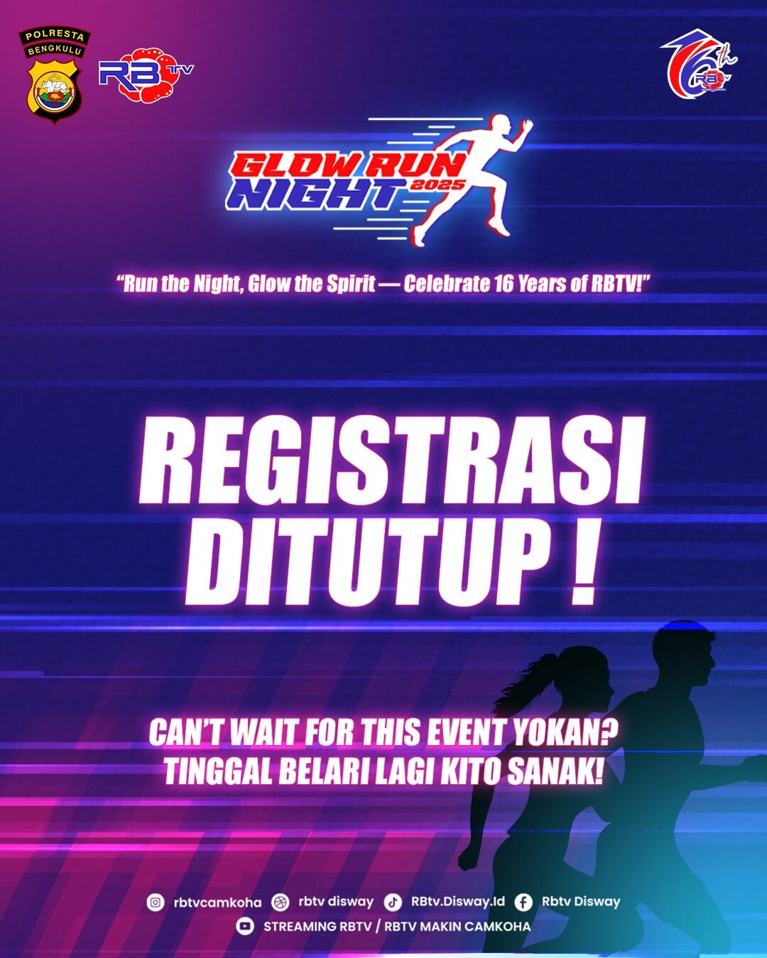 Pendaftaran Glow Run Night 2025 Ditutup, Ribuan Peserta Siap Lari Bareng 