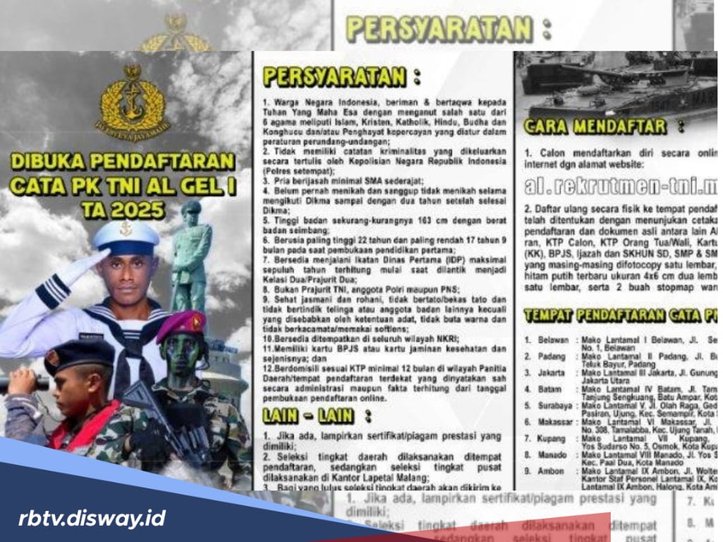 Link Pendaftaran Tamtama TNI AL Gelombang 1 2025, Ini Persyaratannya