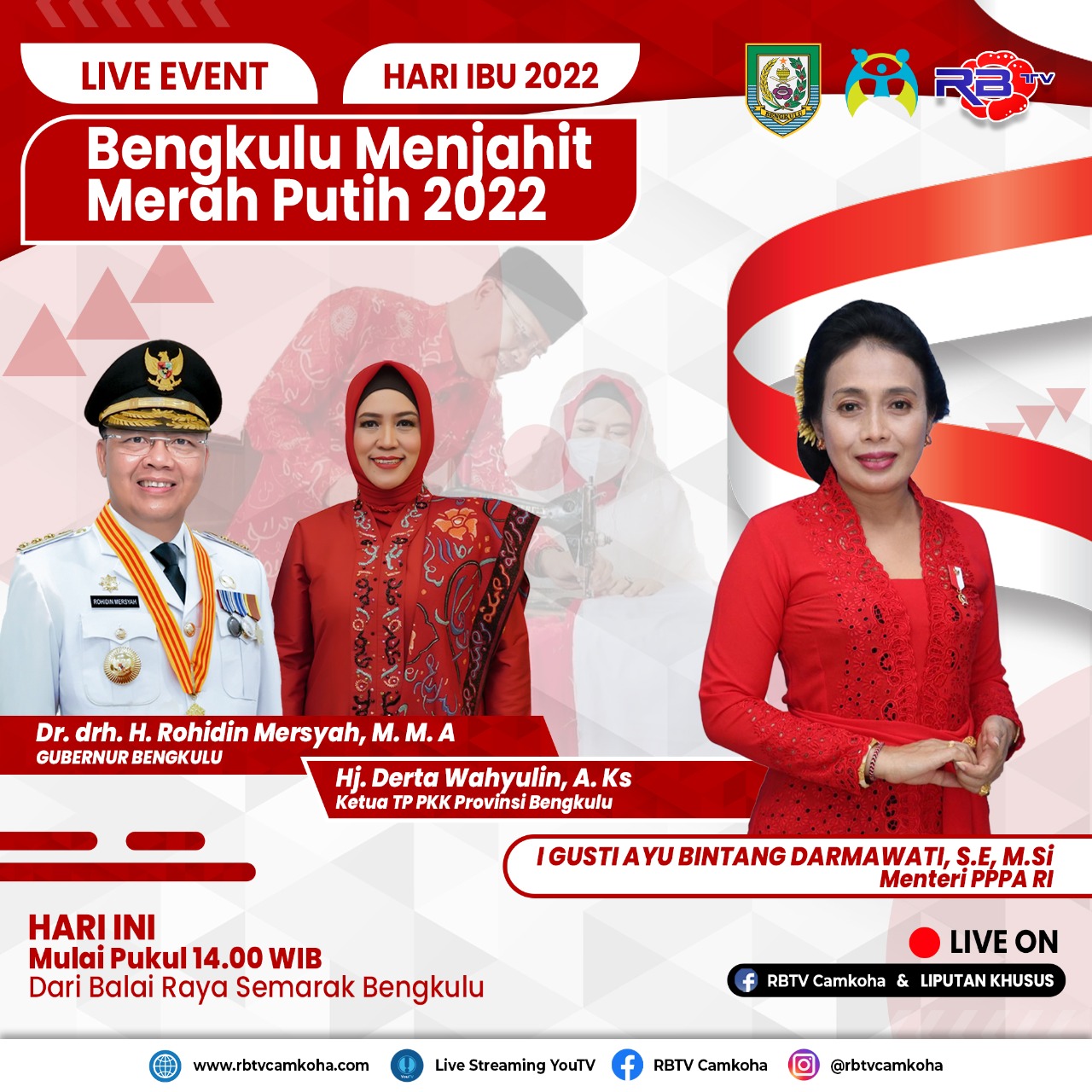 Live Event Bengkulu Menjahit  Merah Putih  2022 Dalam Rangka Hari IBu