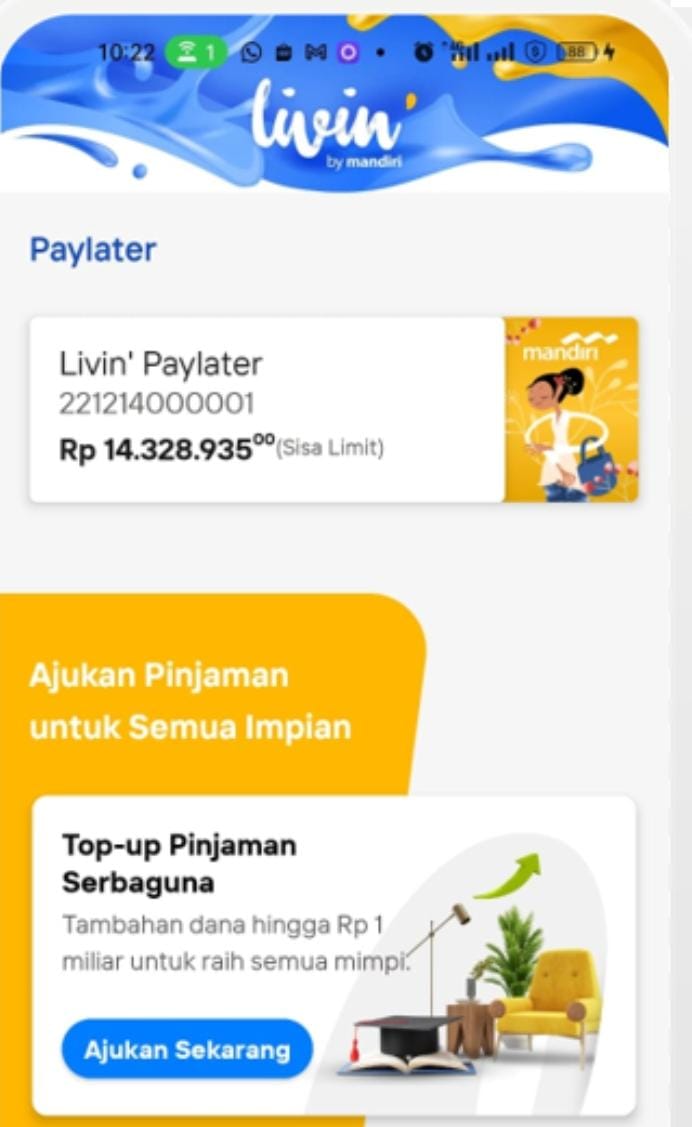 Tenor Panjang dengan Limit hingga Rp20 Juta, Begini Cara Aktivasi Paylater Livin’ by Mandiri 