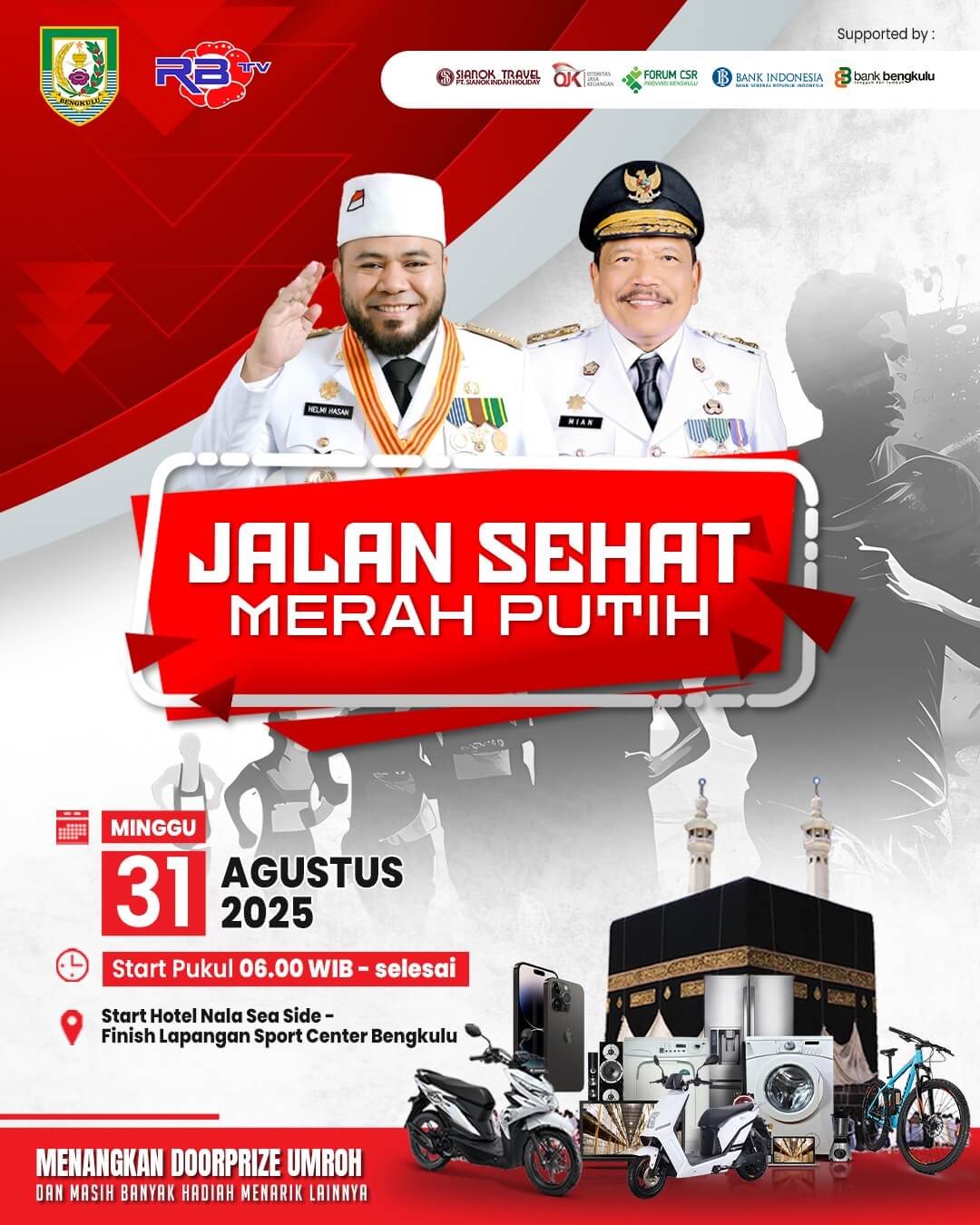 Ayo Ikuti, Jalan Sehat Merah Putih Berhadiah Umroh, Catat Tanggalnya