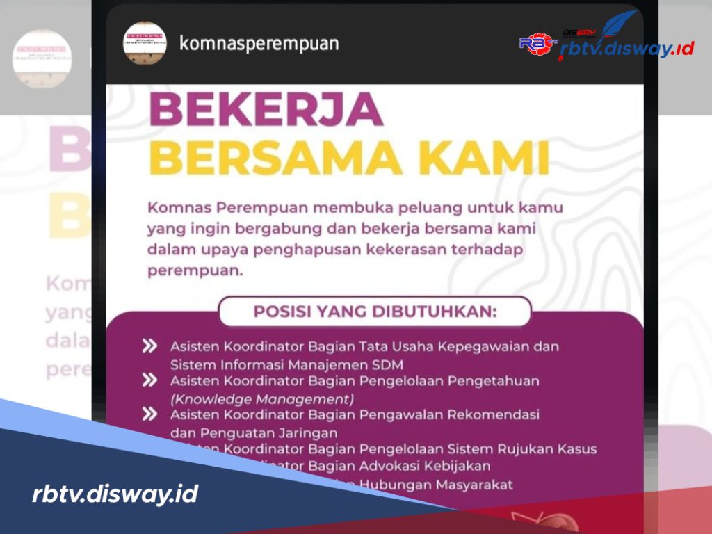 Link dan 11 Posisi Lowongan Kerja di Komnas Perempuan November 2024