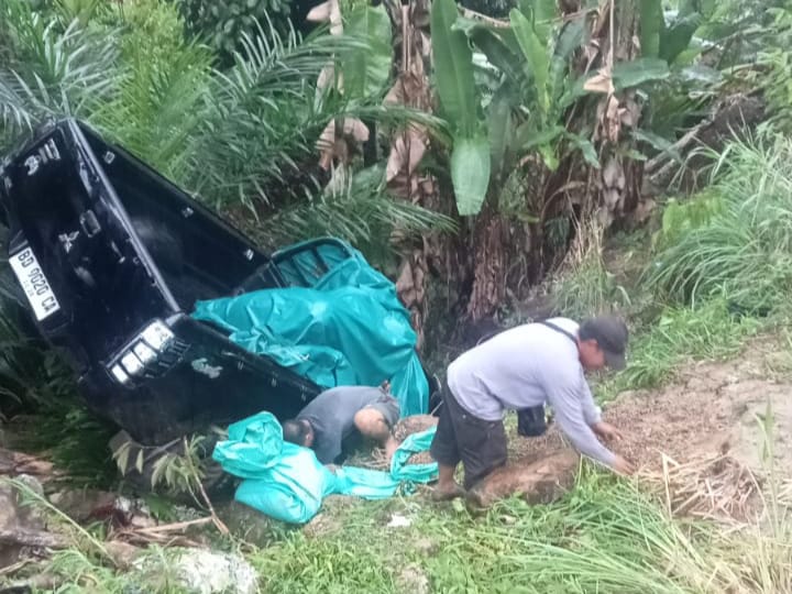 Triton Muatan Kopi Terjun Bebas Ke Jurang. Begini Kondisi Sopir dan Penumpangnya