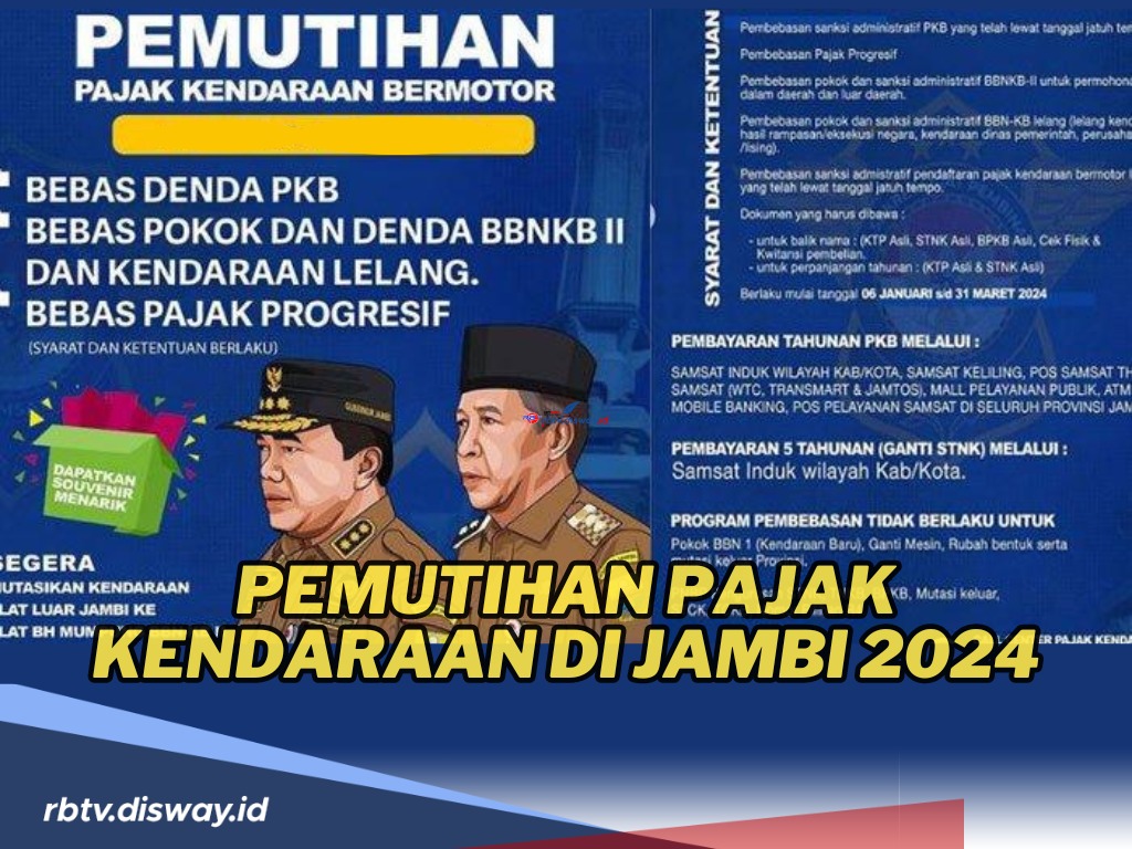 Simak Ini Informasi Seputar Pemutihan Pajak Kendaraan di Jambi 2024 dan Jenis Denda yang Dihapus