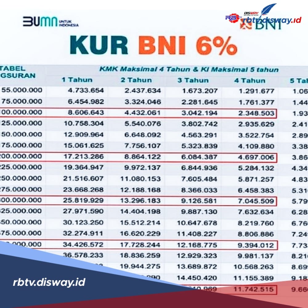 Cek Tabel Angsuran KUR BNI 2024 Pinjaman Rp10-50 Juta, Ada Cicilan Rp193 Ribu