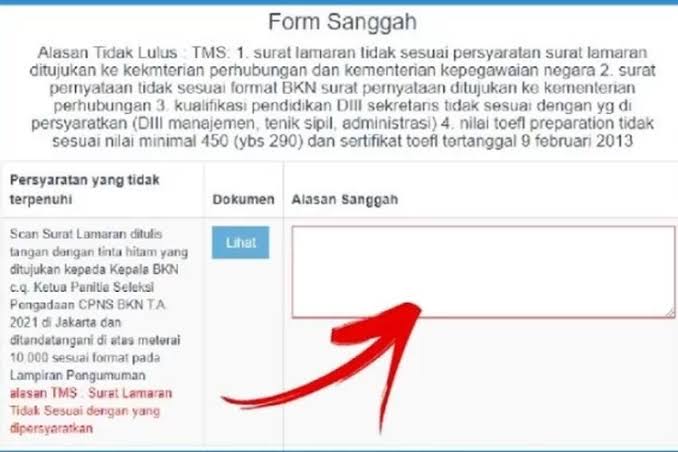 Beberapa Contoh Kalimat Sanggahan CPNS 2024 bagi Pelamar Tak Lolos Seleksi Administrasi