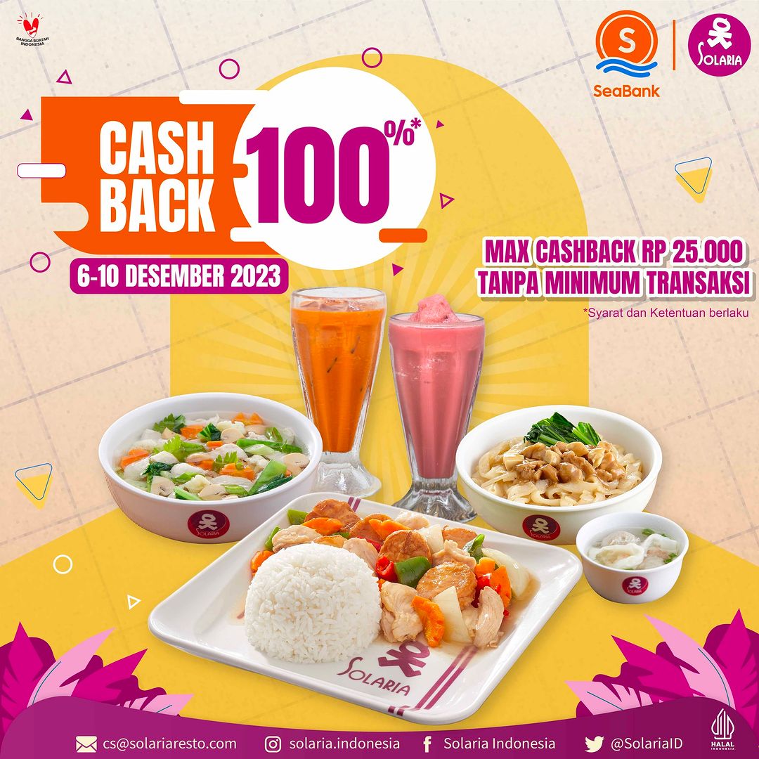 Nikmati Promo Cashback 100% dan Makan Gratis Rp 0 Menu Apapun di Solaria 6-10, Cek Syaratnya