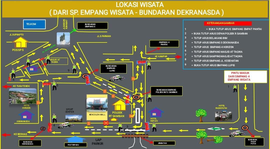 Rekayasa Lalu Lintas Polresta Bengkulu di Malam Takbiran dan Libur Lebaran di Pantai Panjang