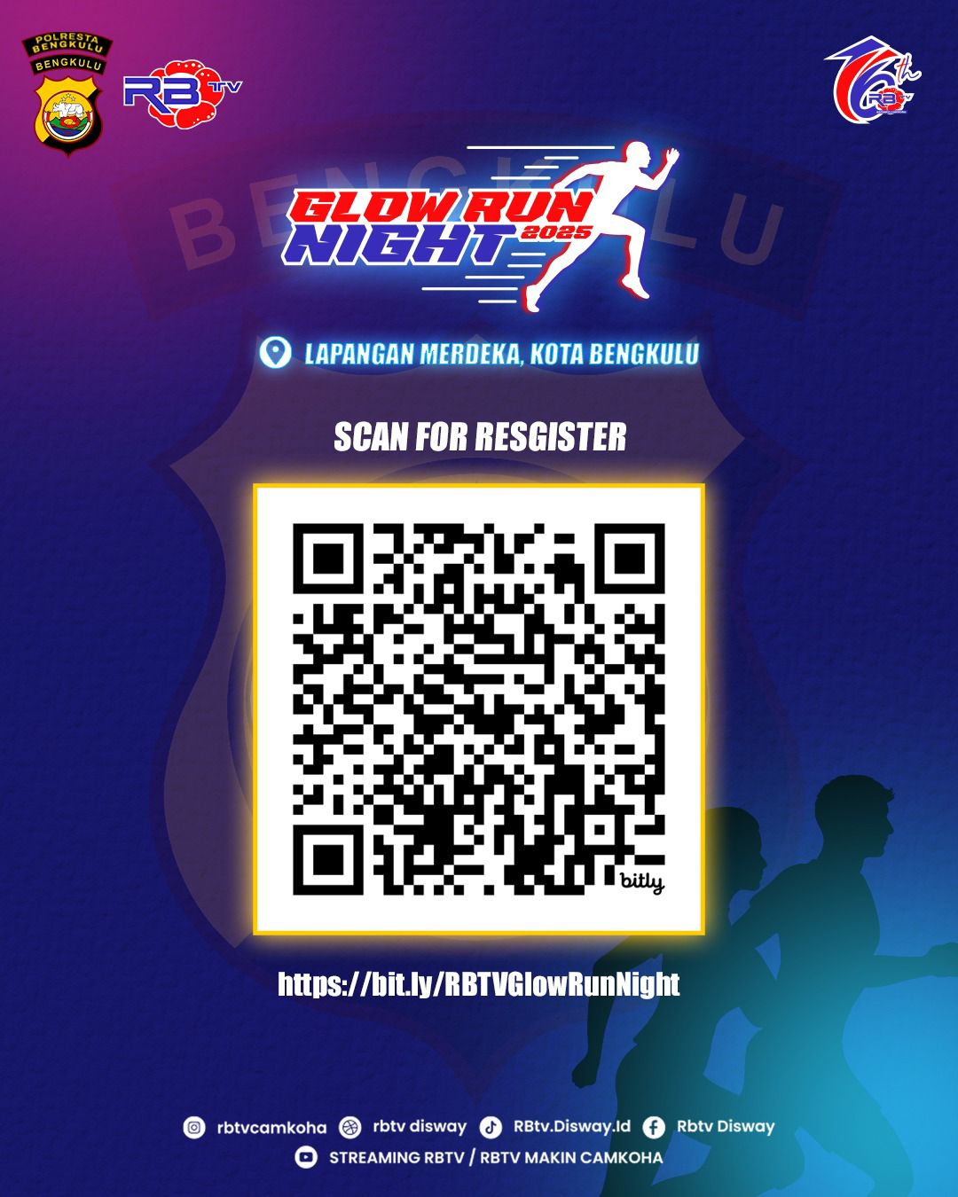 Dua Pekan Jelang Penutupan Glow Run Night Bengkulu 2025, Kuota Mulai Tipis!