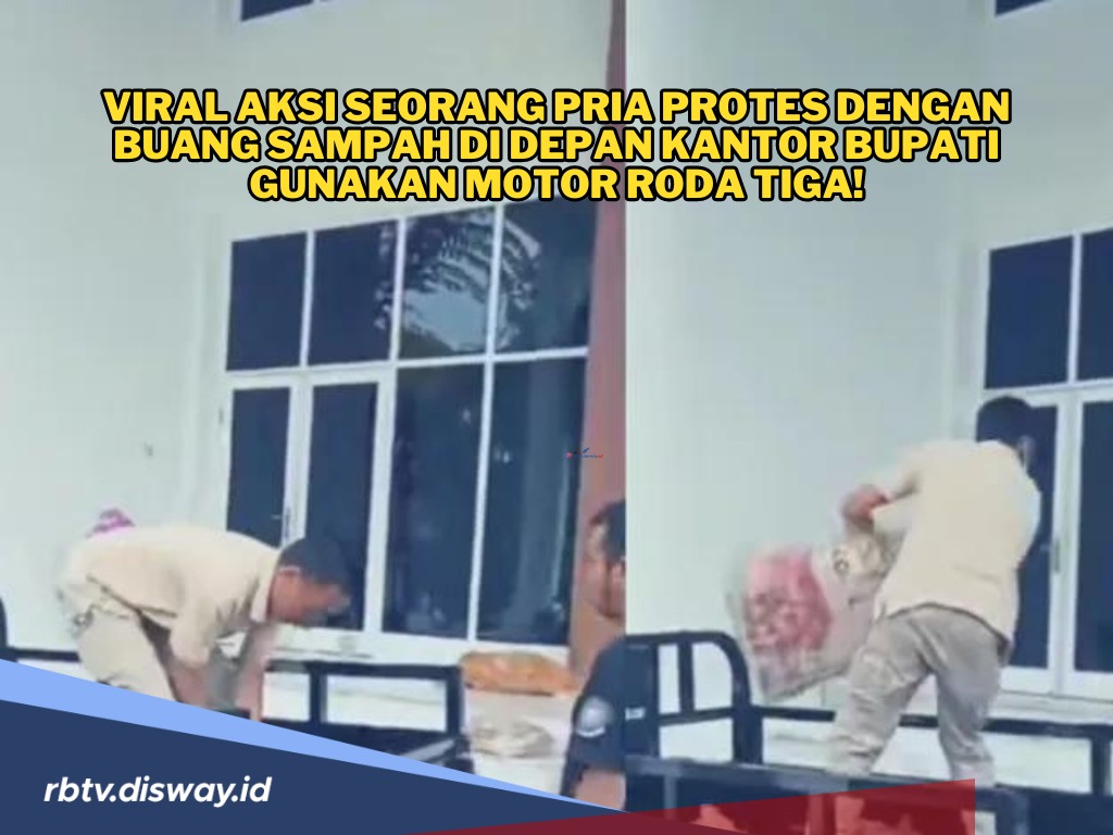 Gelar Aksi Protes, Seorang Pria Buang Sampah di Depan Kantor Bupati 