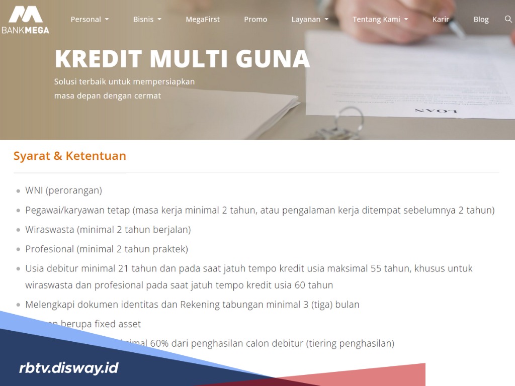Bisa Dapat Pinjaman hingga Rp 10 Miliar dari Kredit Multiguna Bank Mega, Ini Syarat dan Angsuran Bulanannya