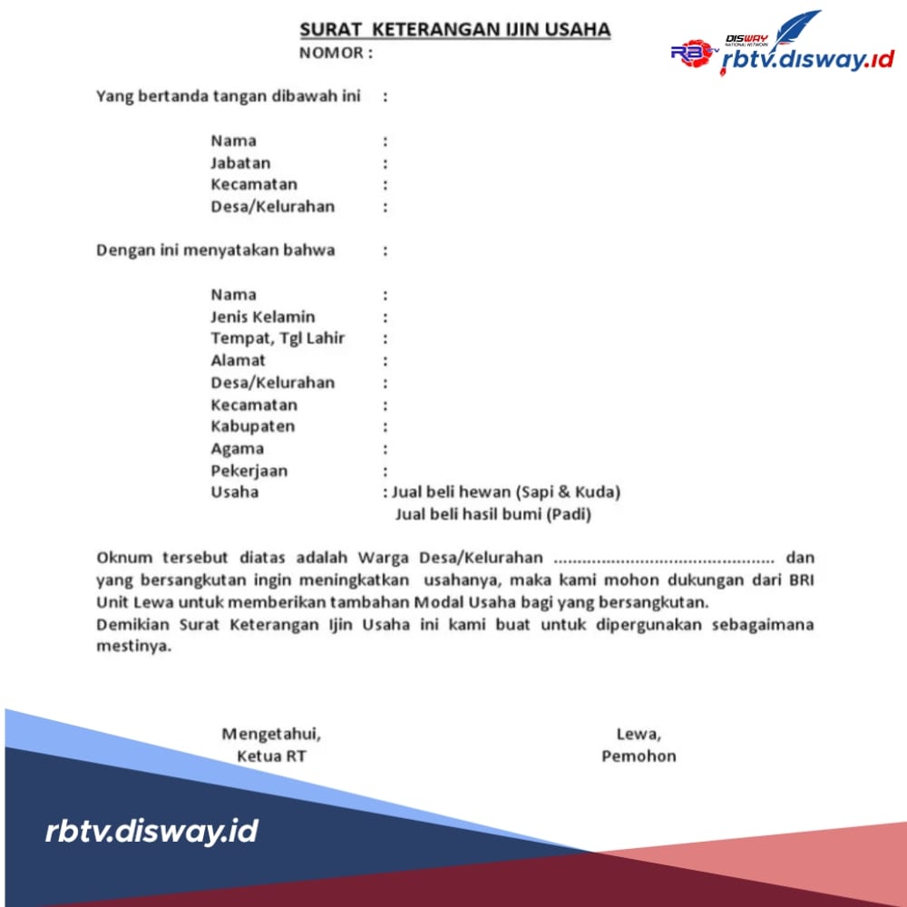 Ini 2 Contoh Surat Keterangan Usaha untuk KUR BRI, Bisa Pilih Sesuai Jenisnya