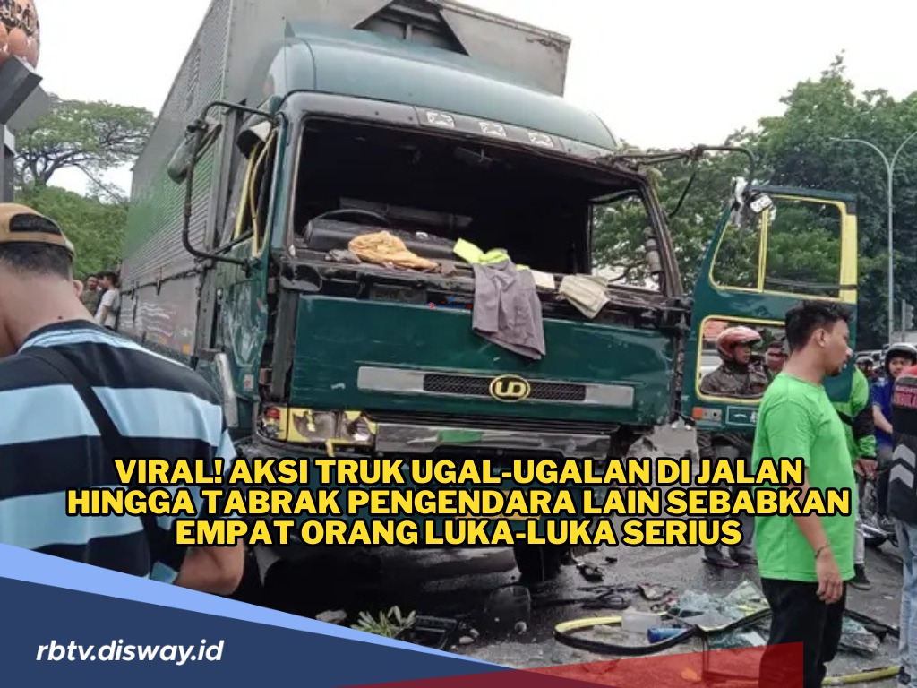 Ugal-ugalan di Jalan Raya, Truk Kontrainer Tabrak Sejumlah Kendaraan dan Pejalan Kaki