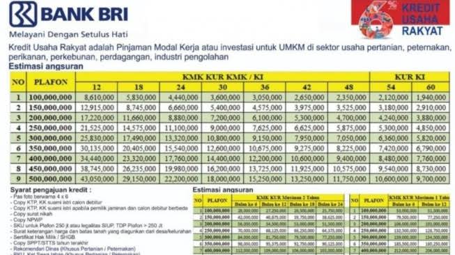 Tips Lolos Survey KUR BRI 2024, Berikut Tabel cicilan KUR BRI Pinjaman Rp 60-Rp 75 Juta