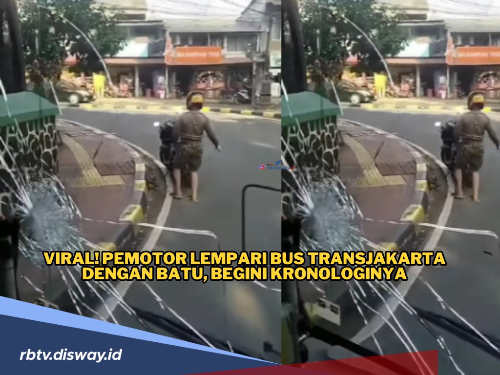 Pemotor Lempari Kaca Bus TransJakarta dengan Batu, Polisi Turun Tangan