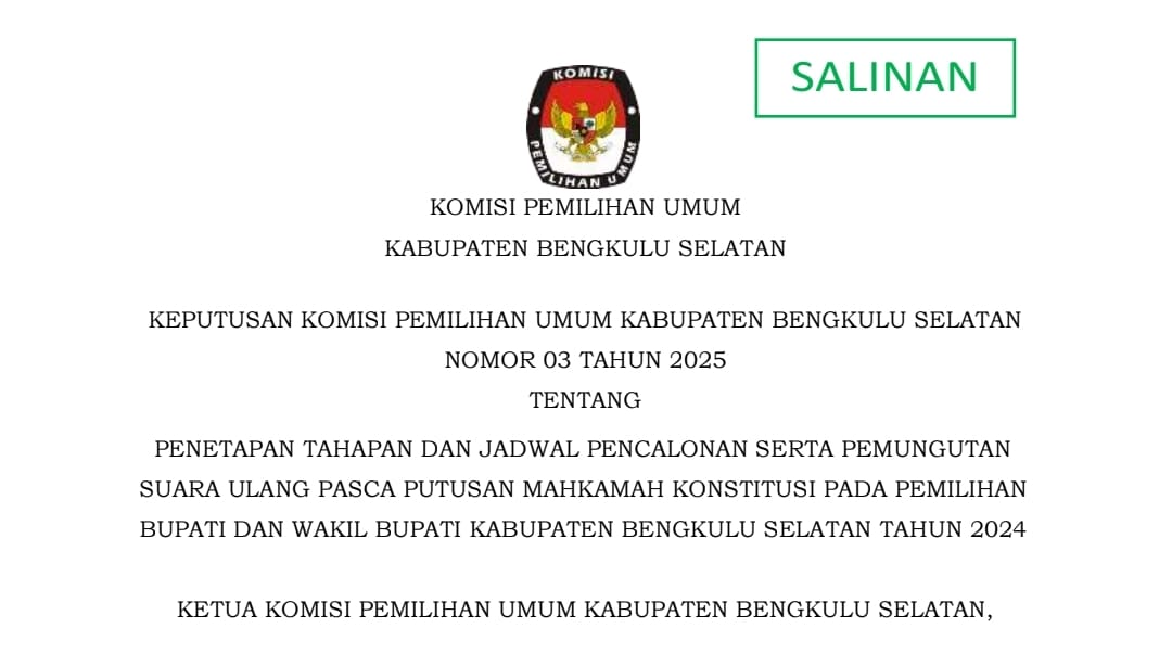 Tahapan dan Jadwal Pencalonan PSU di Kabupaten Bengkulu Selatan, Masa Kampanye Selama 21 Hari