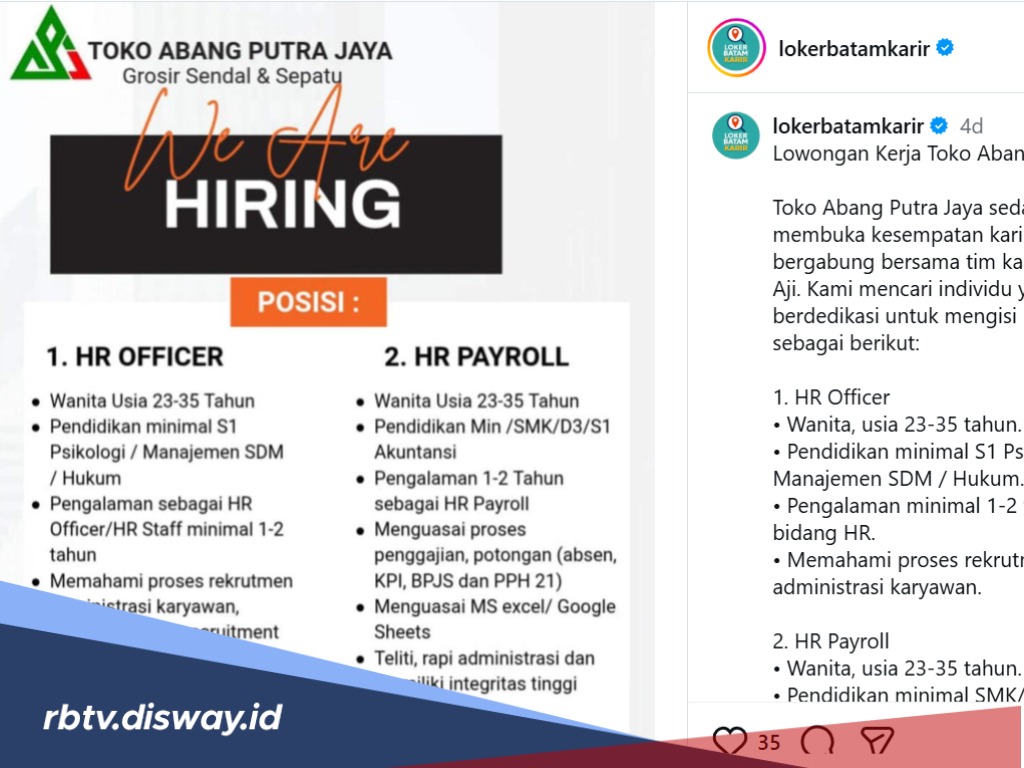 Khusus Pencari Kerja, Ini Ada Lowongan Kerja untuk Lulusan SMA hingga S1