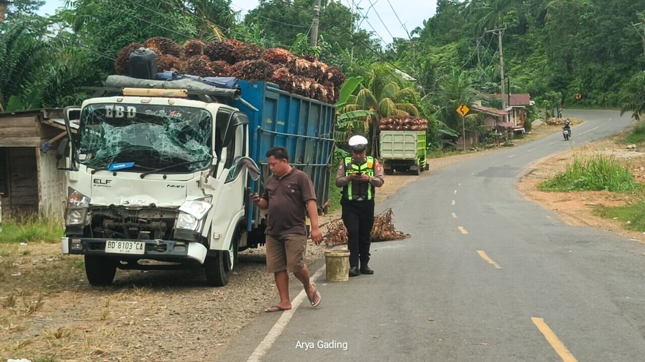 Efek Jalan Rusak, Dua Sopir Truk Sawit Asal Padang Guci Terlibat Tabrakan di Seluma