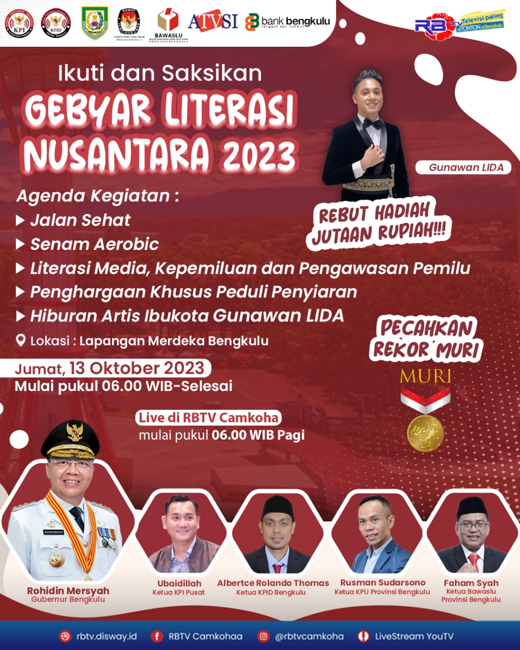 Ayo...Ikut Pecahkan Rekor MURI Gebyar Literasi Nusantara di Lapangan Merdeka Jumat Pagi