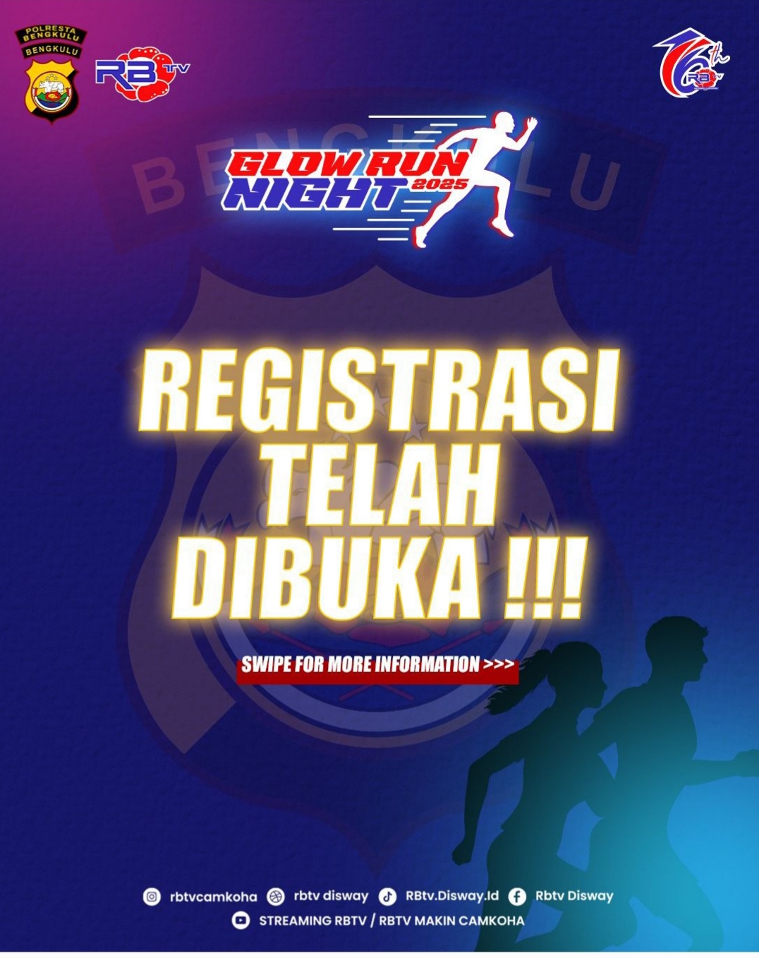 Kerjasama dengan Polresta, RBTV Adakan Glow Run Night 2025