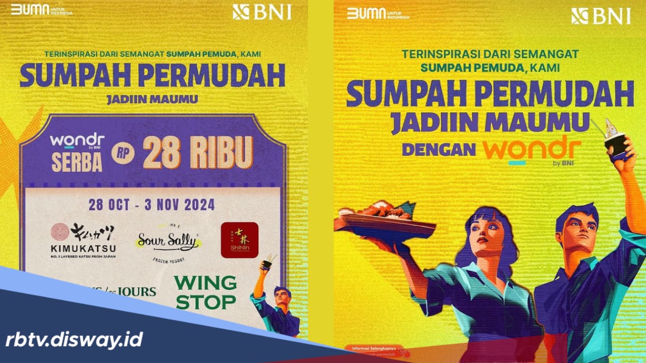 Promo Sumpah Pemuda 2024 dari Wondr By BNI, Makanan dan Minuman Serba Rp 28 Ribu 