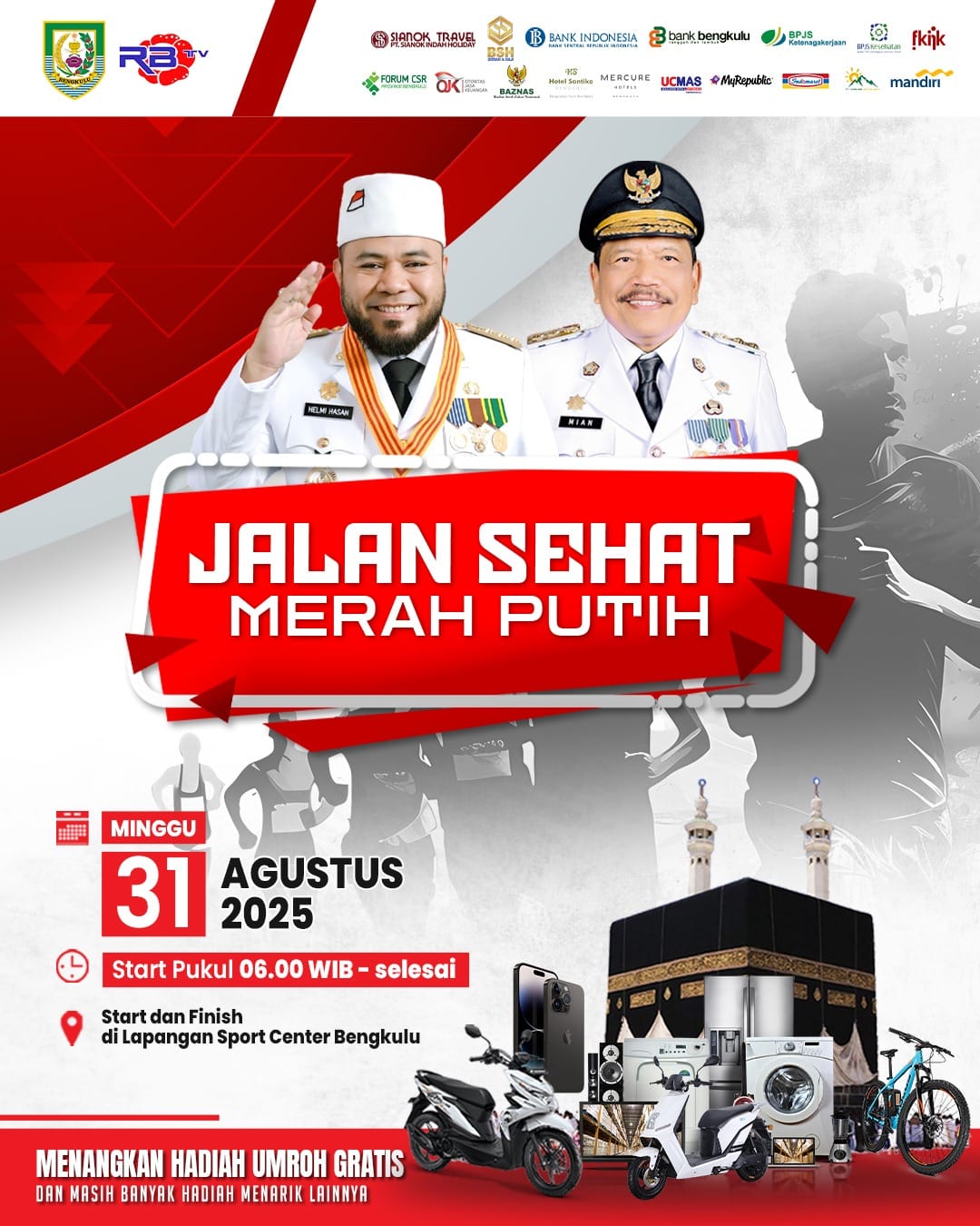 Jalan Sehat Merah Putih, Disiapkan Sarapan Nasi Goreng dan Ribuan Hadiah 
