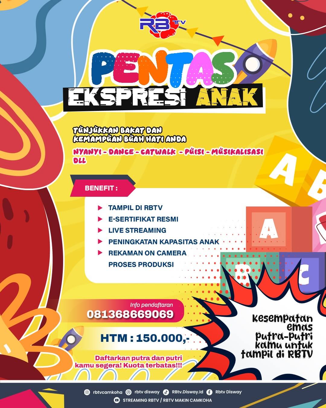 Buruan Daftar Pentas Kreasi Anak RBTV, Terbuka untuk Umum Loh Bunda