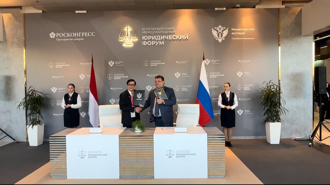 Tindak Lanjut Perjanjian Ekstradisi, Indonesia dan Rusia Tandatangani MoU Kerja Sama Bidang Hukum