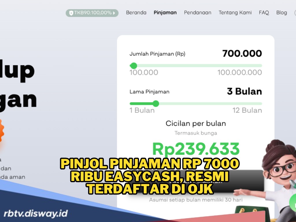 Pinjam Rp 700 Ribu Easycash, Per Bulan Cuma Bayar Segini, Super Murah 