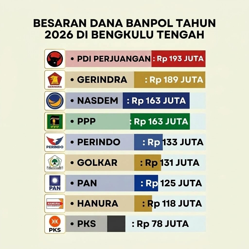 Penyaluran Dana Banpol di Bengkulu Tengah Capai 80 Persen, Tinggal Satu Parpol Menunggu Pencairan