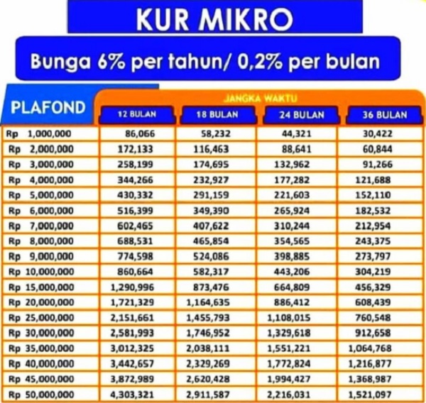Tabel Angsuran KUR BRI Pinjaman Rp 30 dan 40 Juta, Cicilannya Tidak Bikin Kantong Kempis