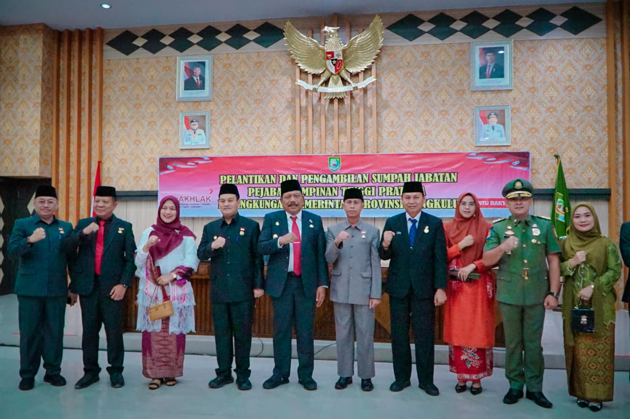 Wagub Mian Melantik 3 Pejabat Eselon II sebagai Kepala OPD di Pemprov Bengkulu