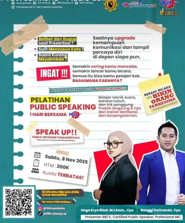 Pendaftaran Pelatihan Public Speaking RBTV Ditutup 4 Hari Lagi, Buruan Daftar di Link Ini