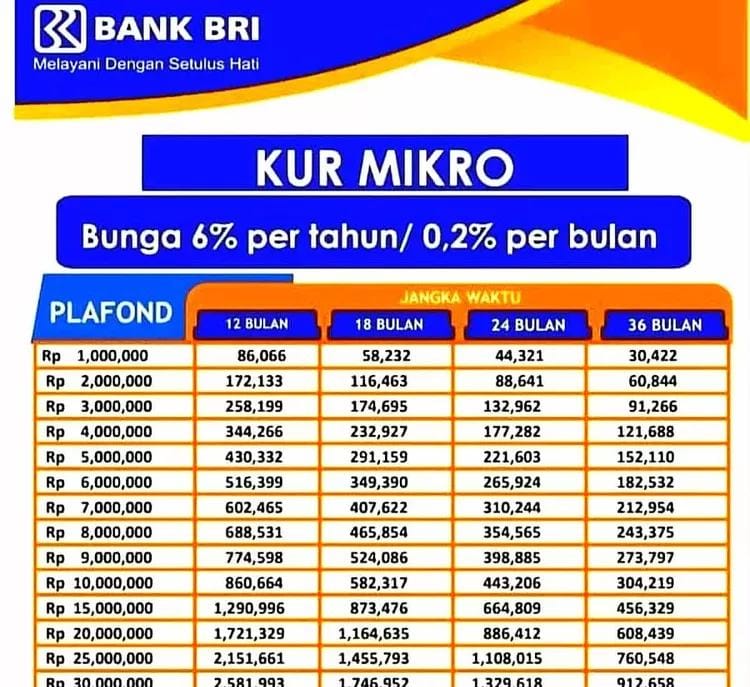 Terbaru Tabel Cicilan KUR BRI Pinjaman Rp 40 Juta, Untuk Cara Pengajuan Bisa Cek Sekarang