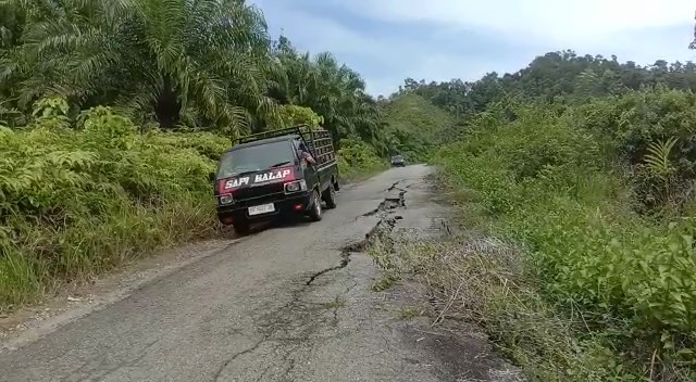 Jalan Lintas Provinsi di Desa Padang Leban Nyaris Putus