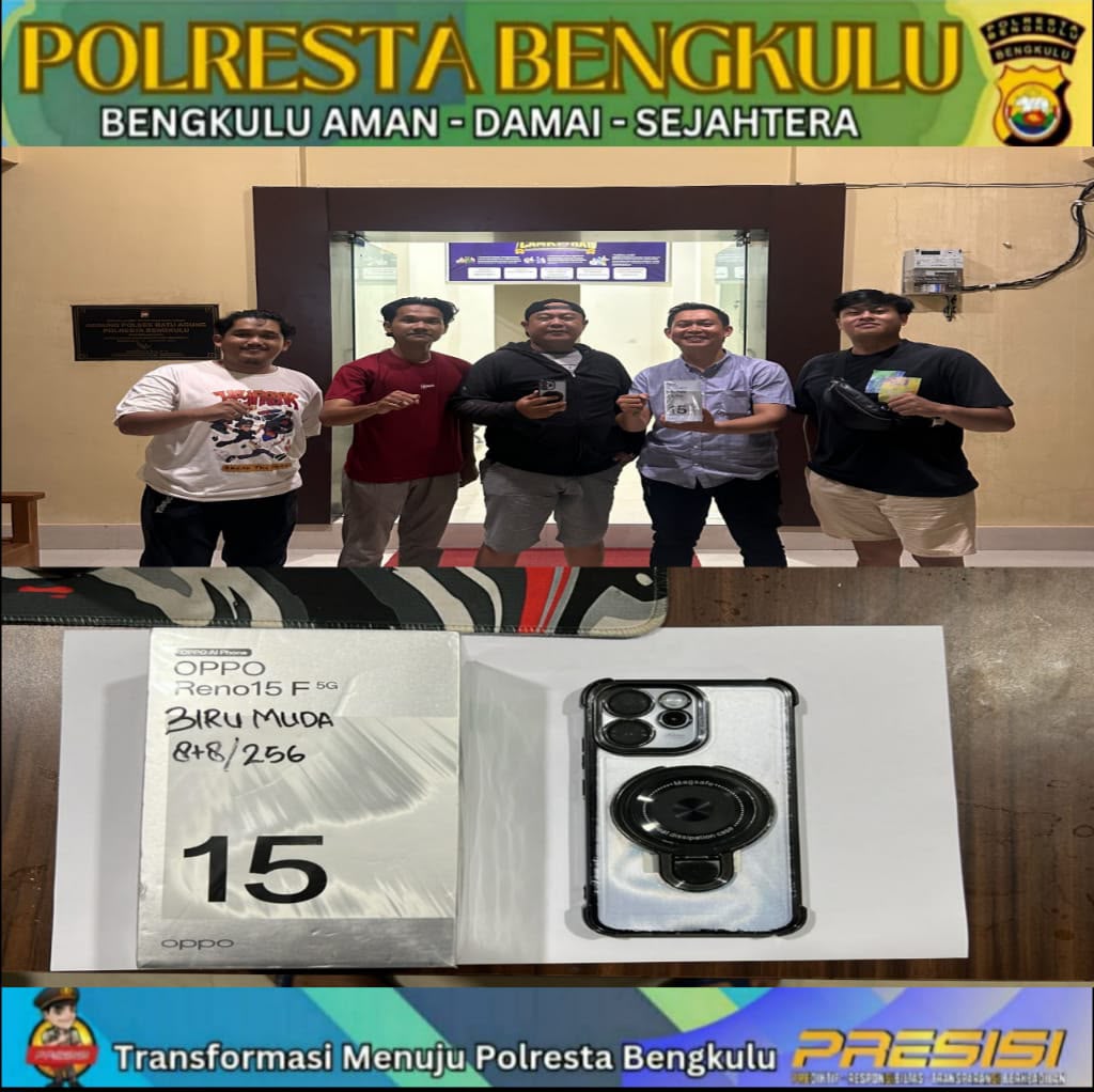 Maling HP di Warung, Seorang Pria Diamankan Polresta Bengkulu